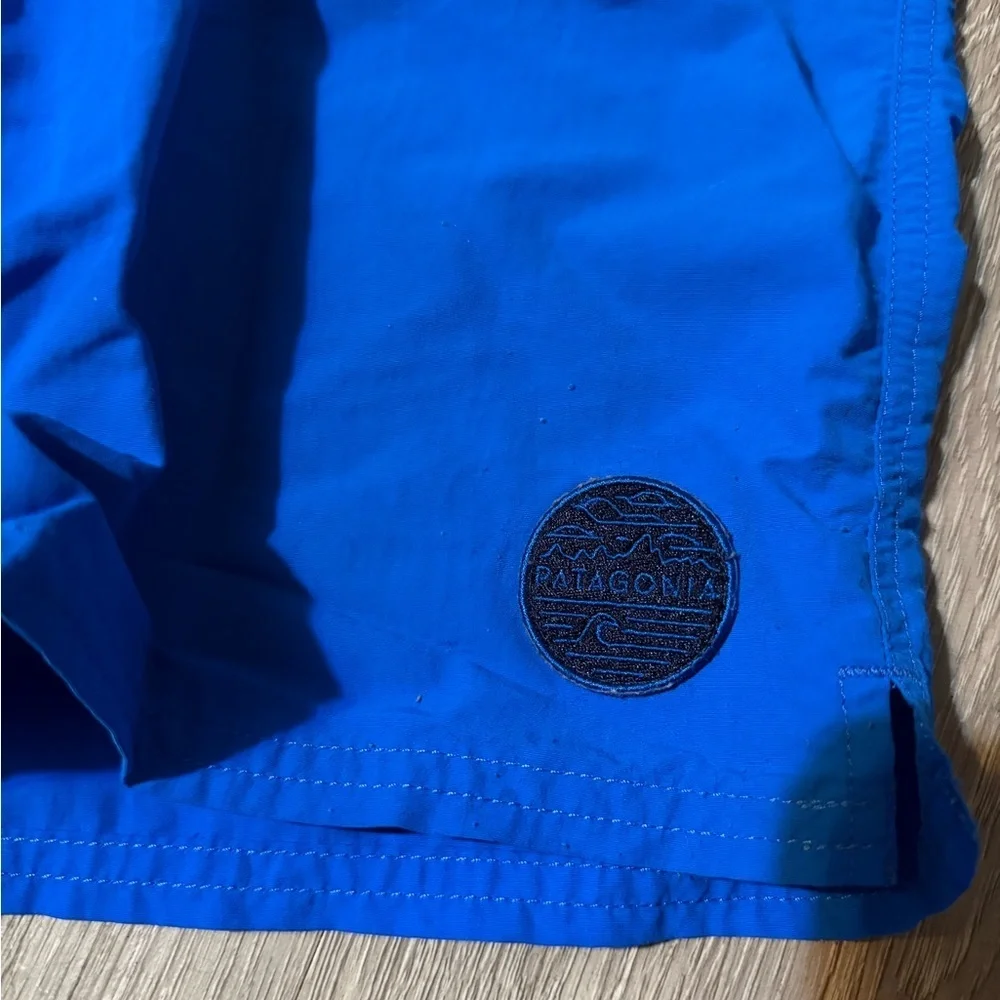 Patagonia Boys Blue Swim Shorts with Black Waistband, Size L